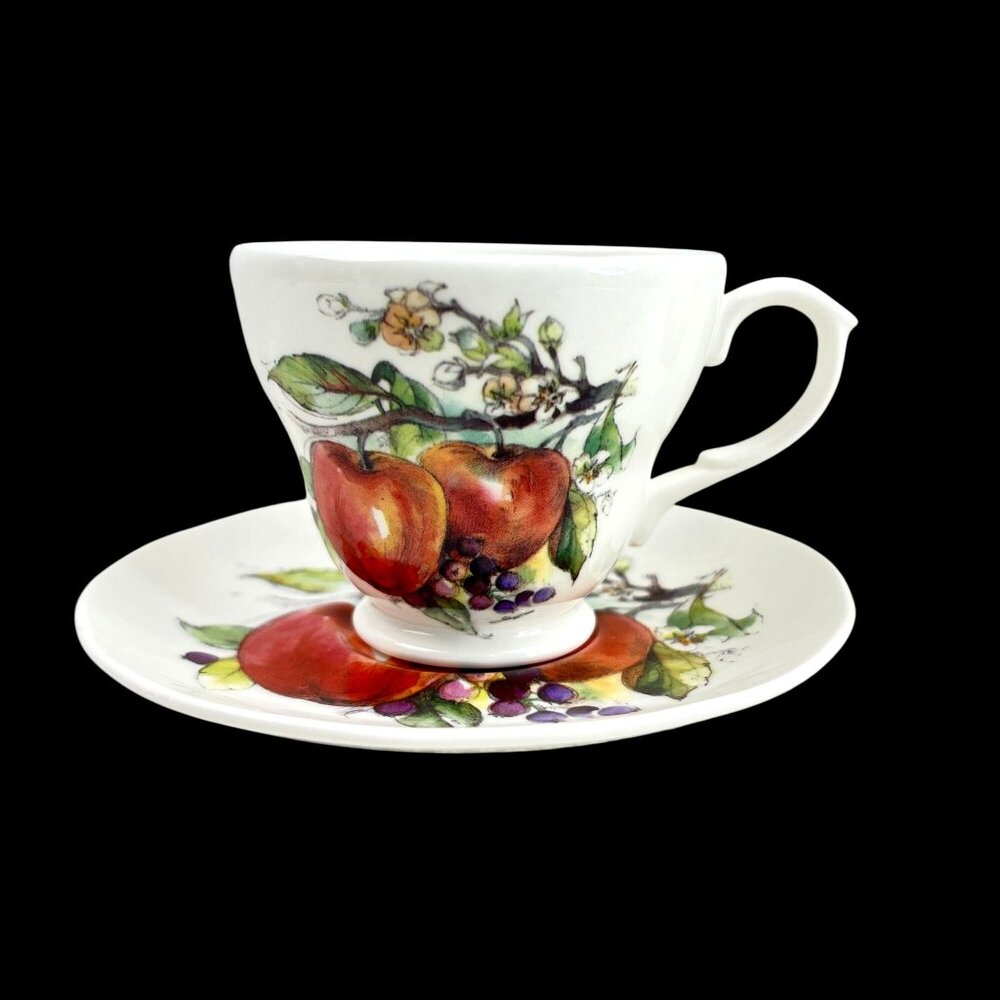 Vtg Duchess Fine Bone English China Cup & Saucer Apple & Floral Design